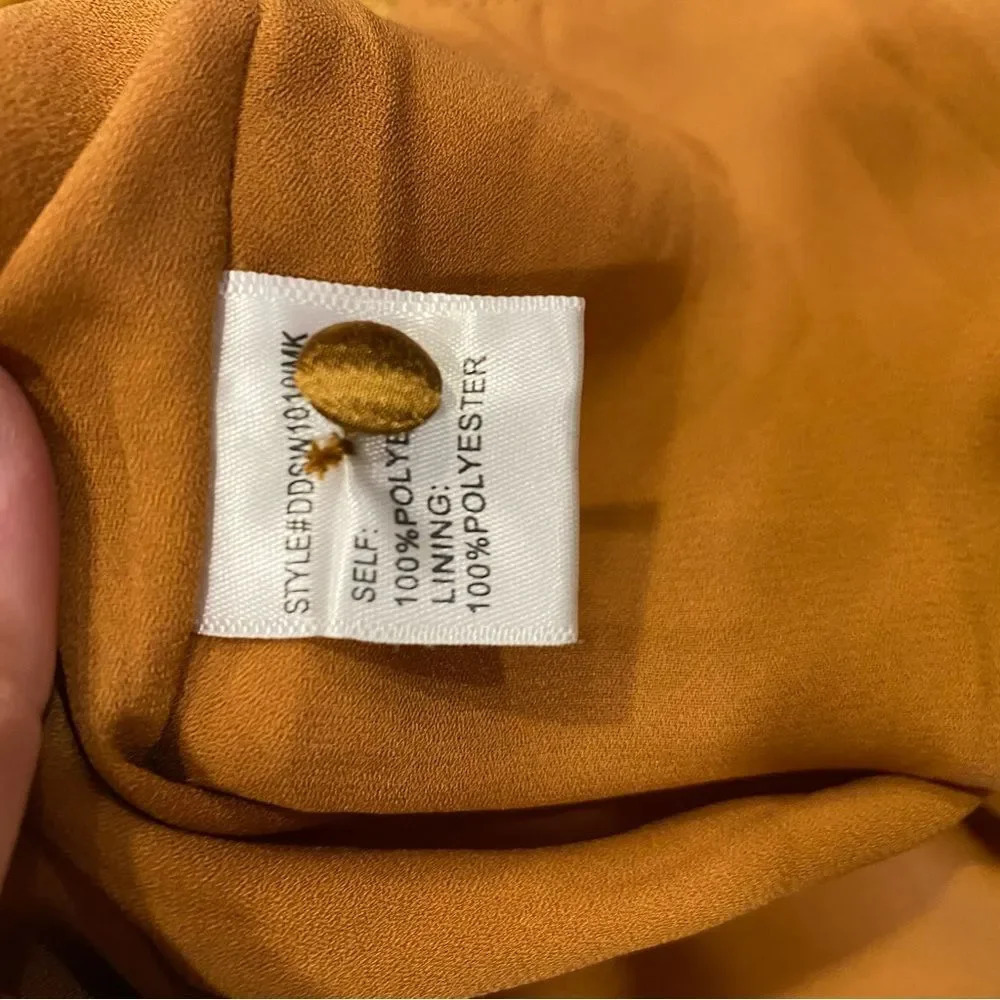 Lulu’s 4SI3NNA Brielle Bronze Satin Long Sleeve Midi Dress in Bronze Copper - Picture 13 of 14